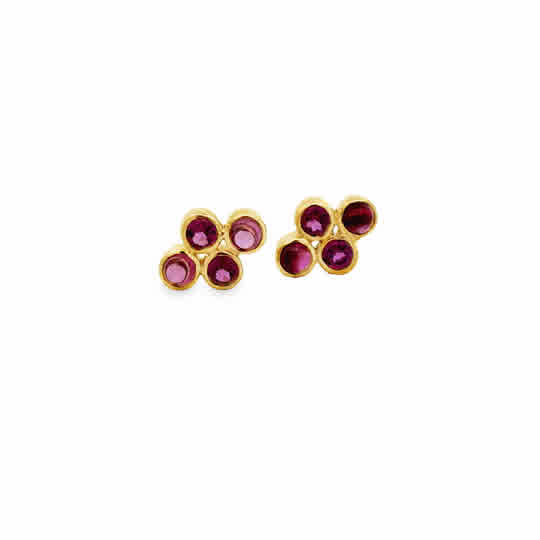 Bezel, Cluster Studs Earrings | Yellow 22K Gold Vermeil