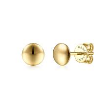 14K Yellow Gold Round Stud Earrings, Contemporary Collection