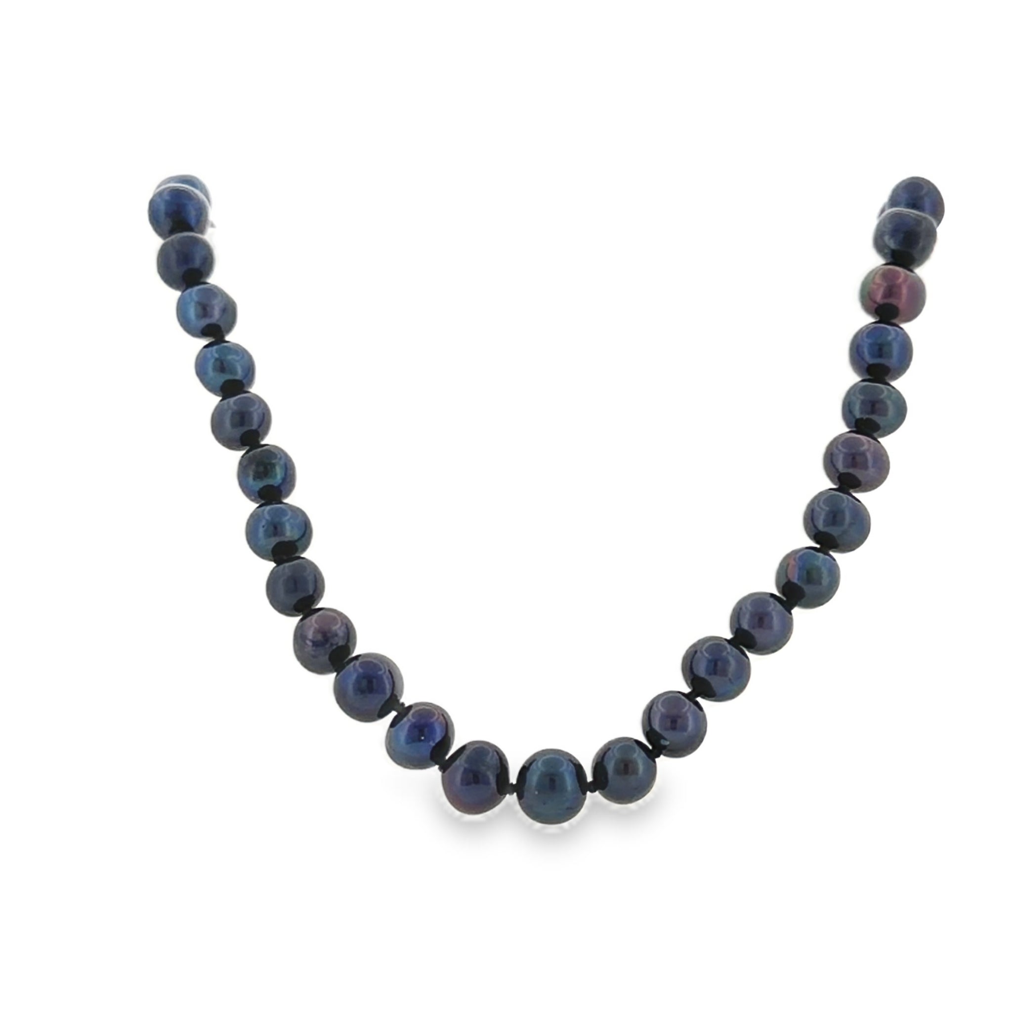Sterling Silver Single Strand Freshwater Pearl Necklace, Black Dyed