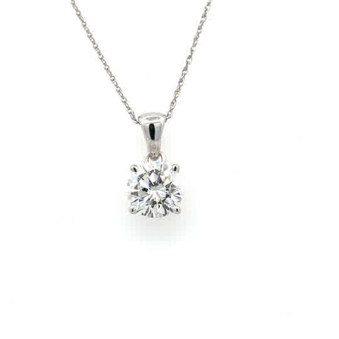 Four Prong Solitaire Pendant | 14k White