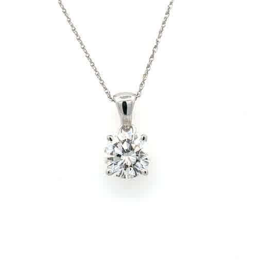 Four Prong Solitaire Pendant | 14k White
