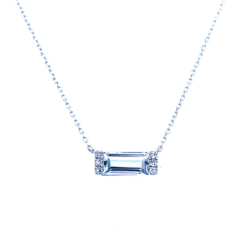 Horizontal Stationary Necklace | 14k White (0.60ct Center)