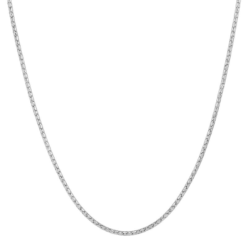 White 14 Karat Diamond Cut 1.2Mm Solid Bird Cage Chain Length 18
