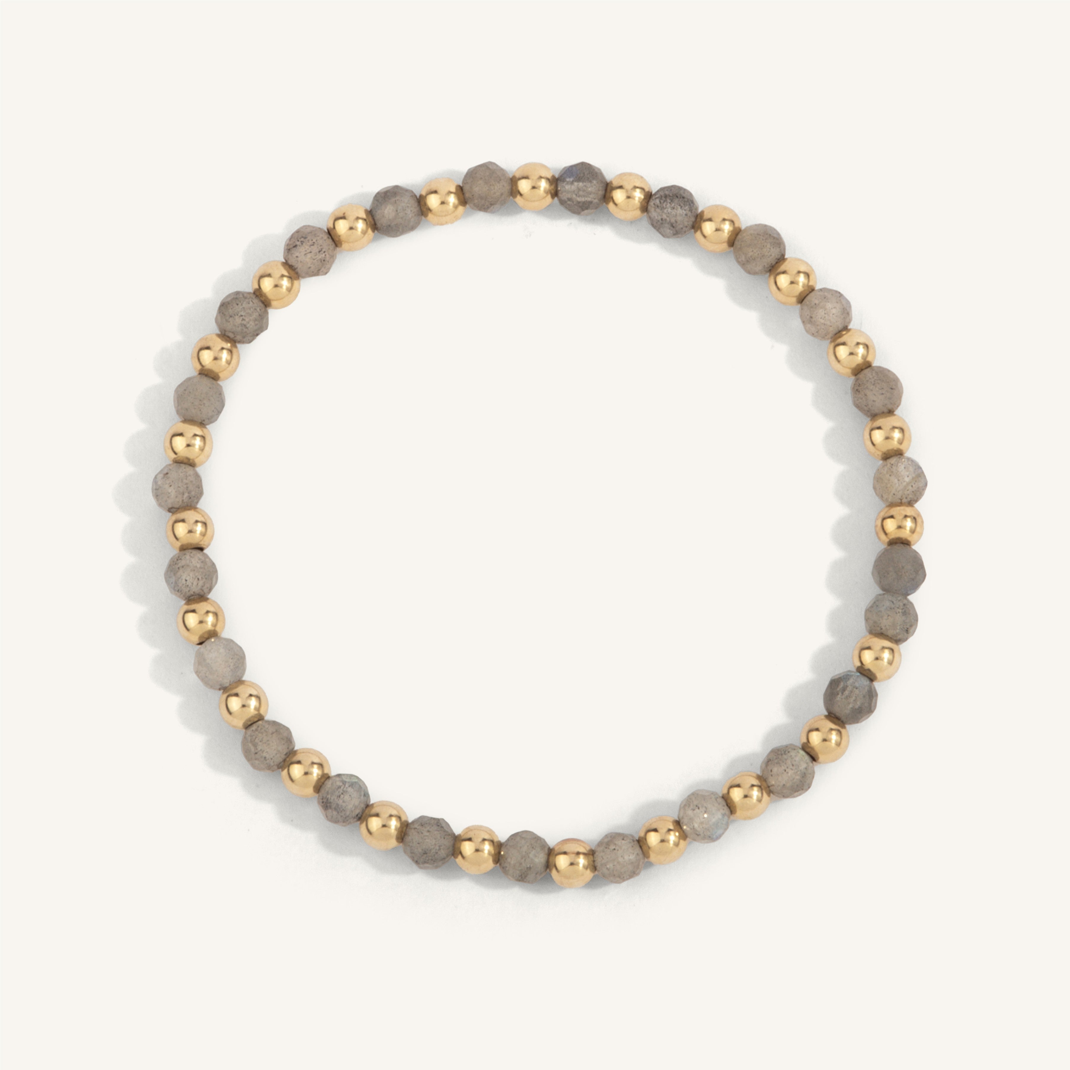 4mm Labradorite with Alternating Gold Filled Beads Bracelet 7''