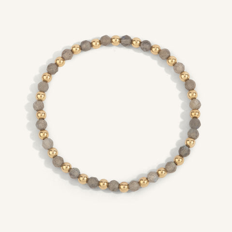 4mm Labradorite with Alternating Gold Filled Beads Bracelet 7''