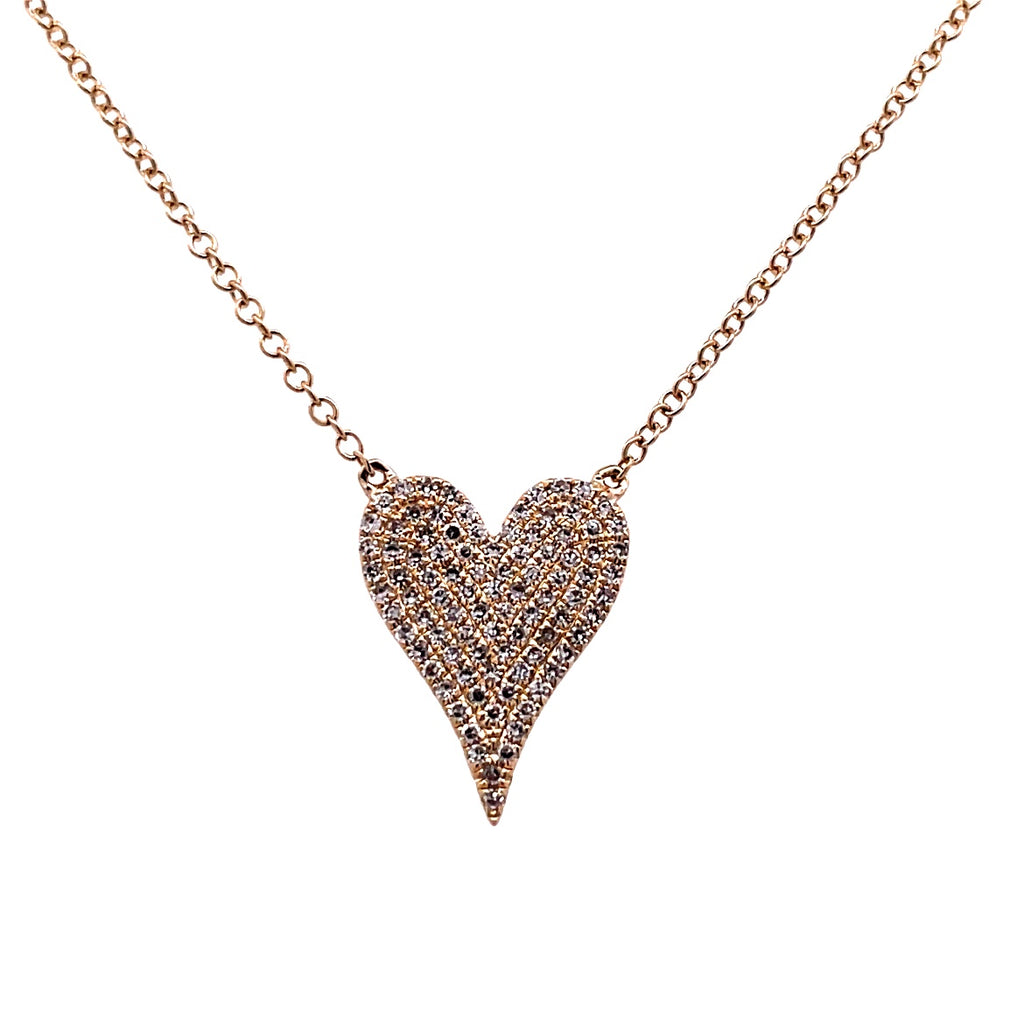 Pave' Heart Necklace | 14k Yellow