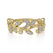 Lady's Yellow 14 Karat Floral Vine Fashion Ring Size 6.5 With = 0.21Tw