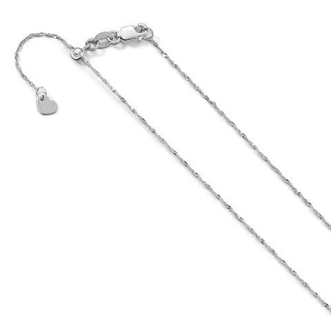 White 10 Karat 1Mm Adjustable Singapore Chain Length 22