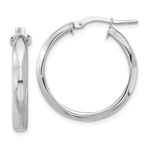 Rounded Hoop Earrings | 14k White