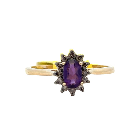 Amethyst Oval Halo Fashion Ring | 10k Yellow (0.36ct Oval)