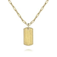 Dainty Dog Tag Charm | 14k Yellow