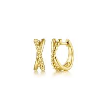 14 Karat Yellow Gold Twisted Huggie Earrings
