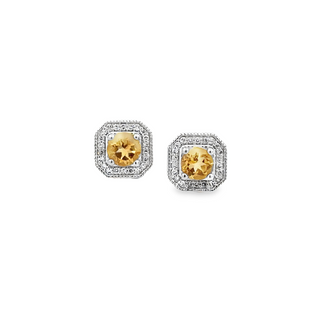 Lady's White 10 Karat Cushion Halo Studs Earrings 2 0.625tw Round Citr