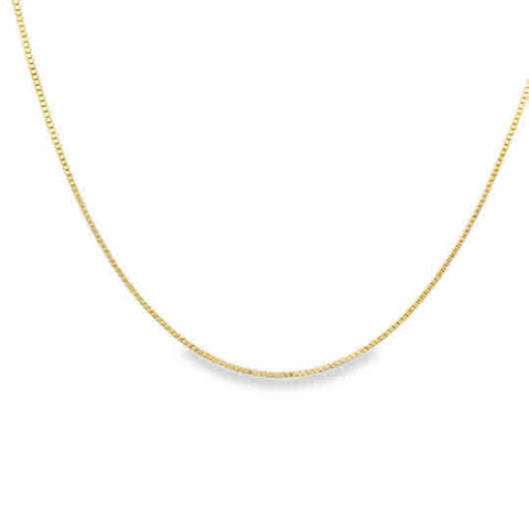 Yellow 14 Karat .55Mm Solid Box Chain Chain Length 18