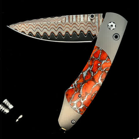 The Spearpoint ‘Laguna’| Aerospace Grade Titanium, Inlaid Scales Of Beautiful Apple Coral