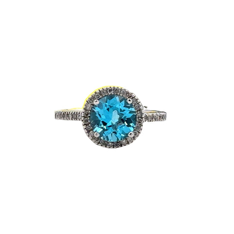 Topaz Halo Fashion Ring | 10k White (1.88ct Round)