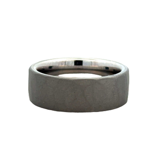 Flat Chisel Wedding Band | Serinium White