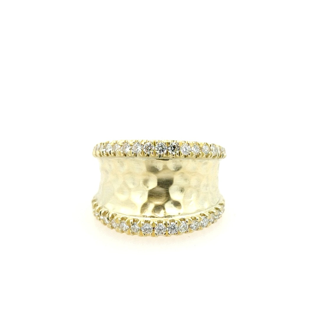 Lady's Yellow 14 Karat Hammered Concaved, Textured Fashion Ring Size 6