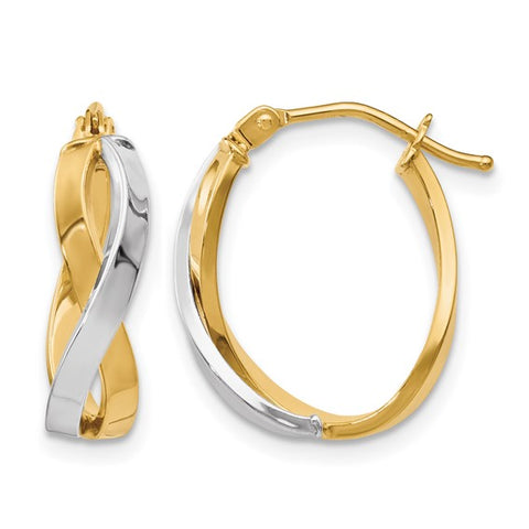 Lady's Two-Tone 10 Karat Twisted Hoop Earrings