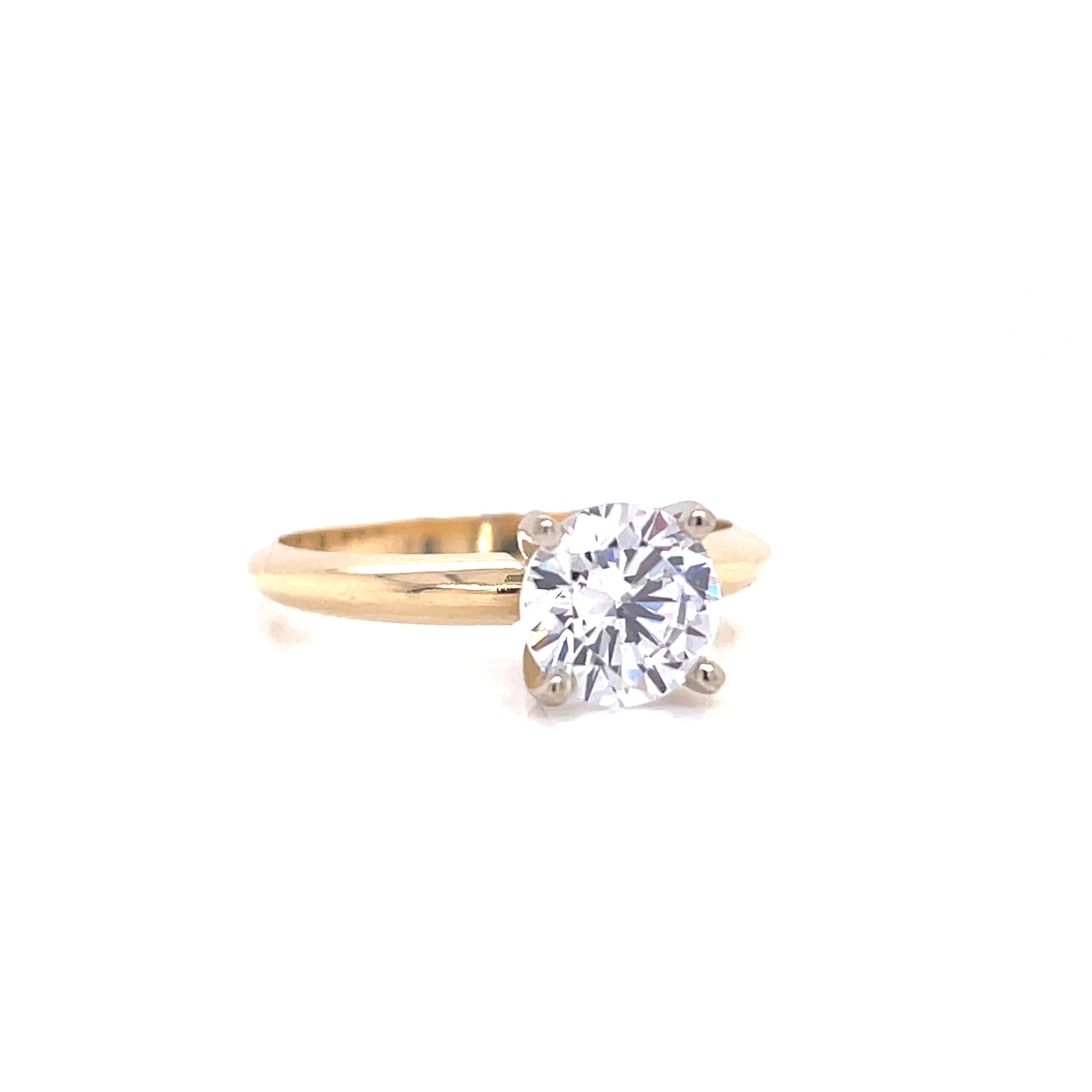 Yellow/White 14 Karat Four Prong Solitaire Remount To Hold 6.0 up to 6
