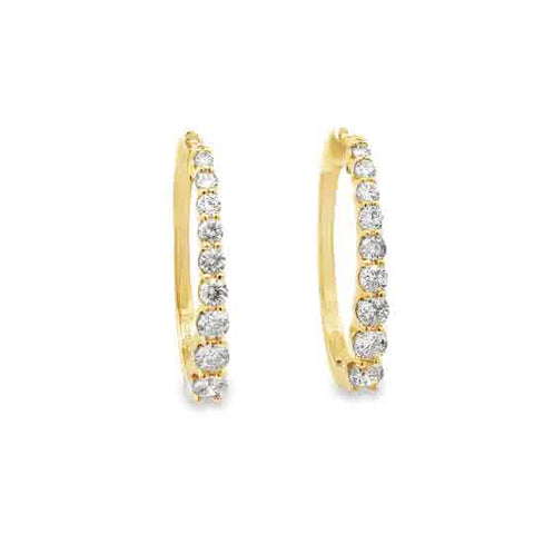 Lady's Yellow 14 Karat Oval Hoop With Graduating Diamonds; Earrings 18
