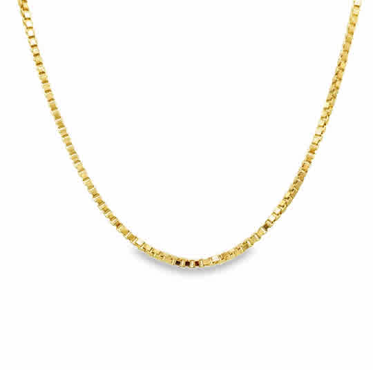 Yellow 14 Karat Diamond Cut 1.1Mm Solid Box Chain, Adjustable Chain Le