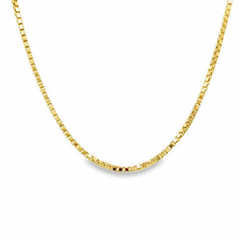 Yellow 14 Karat Diamond Cut 1.1Mm Solid Box Chain, Adjustable Chain Le