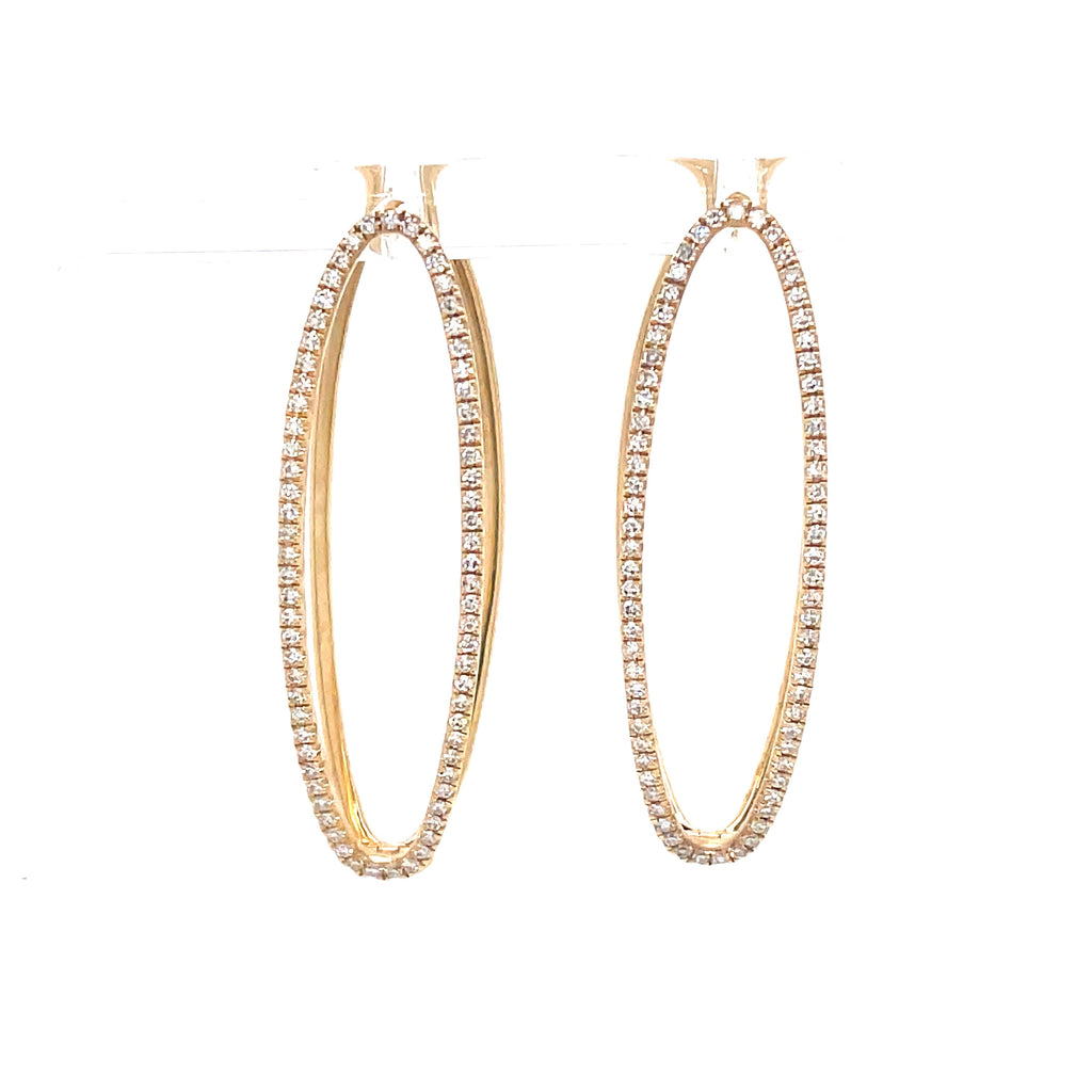 Elongated Oval Fashion Earrings | 14k Yellow