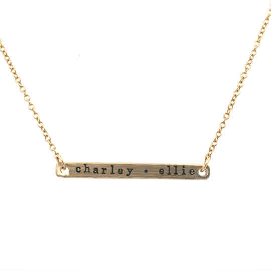 Lady's Yellow Gold Filled Dainty Name Bar Necklace

-Choose up to a