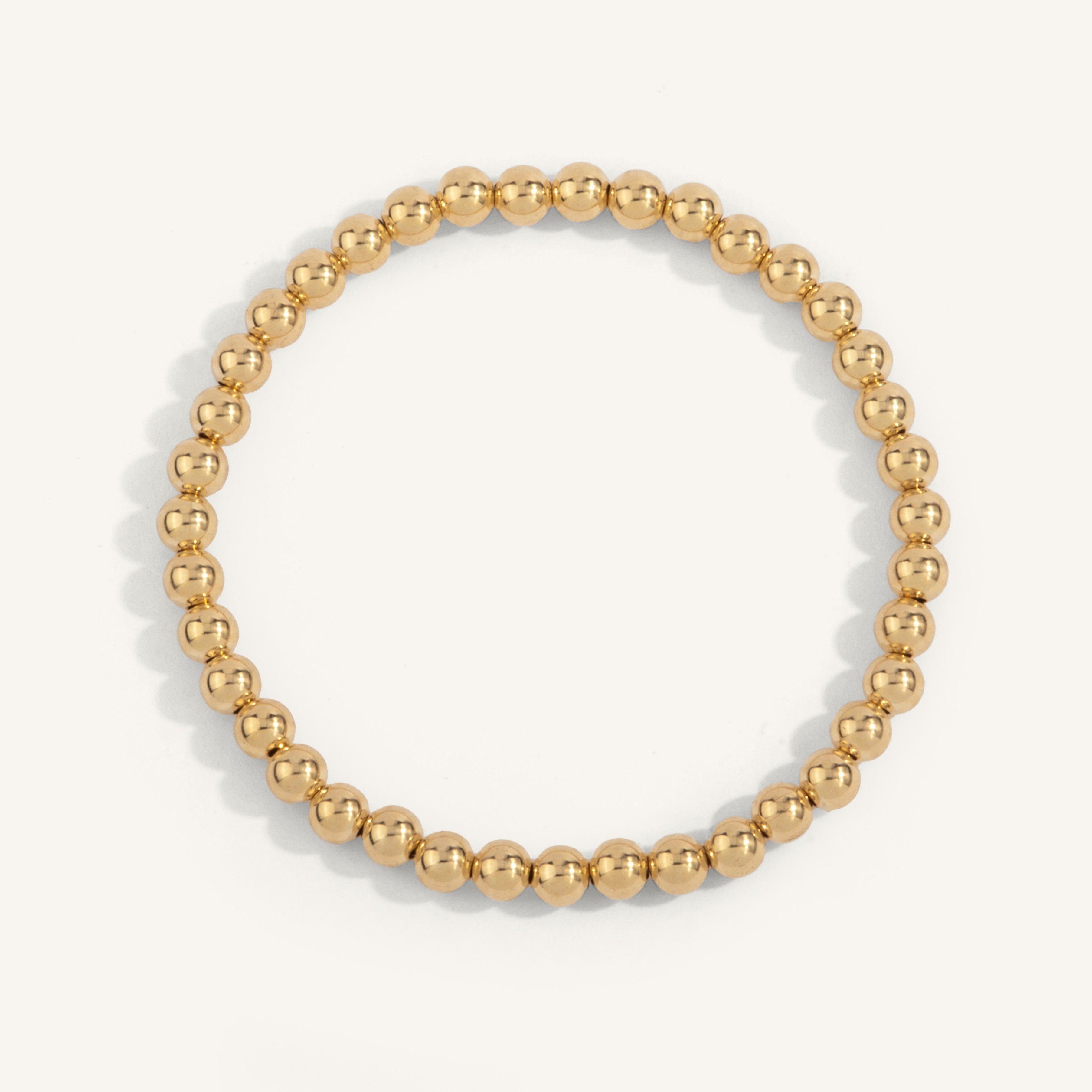 5mm Gold Filled Beaded Bracelet 7''