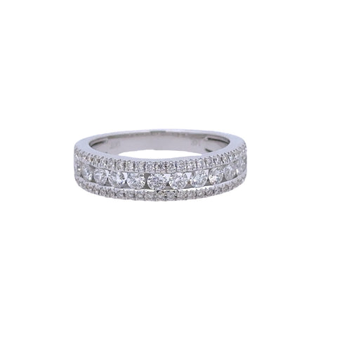 Lined, Three Row Anniversary Ring | 14k White