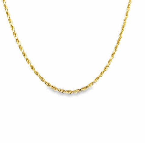 Yellow 14 Karat 1.6Mm Solid Glitter Rope Chain Length 18