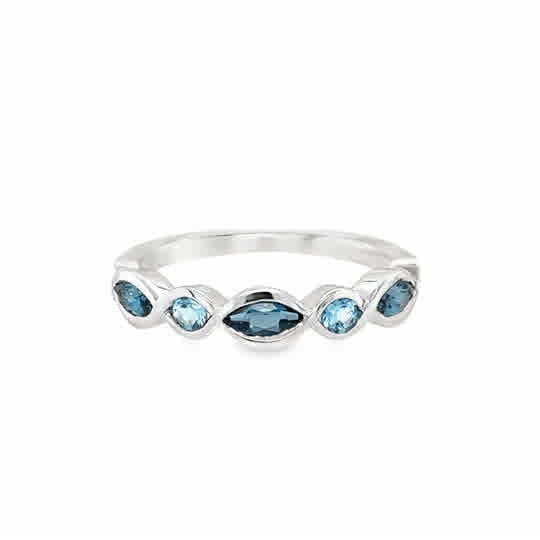 Lady's White 14 Karat Dainty Bezels Stackable Fashion Ring With = 0.60