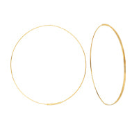 Flat/Round Wire Hoop Earrings | 14k Yellow