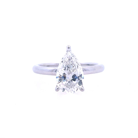 Solitaire Lab Created Ring | 14k White (2.04ct Pear)