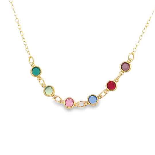 Lady's Yellow 14K Gold Filled Dainty Birthstone Necklace With Four Bez