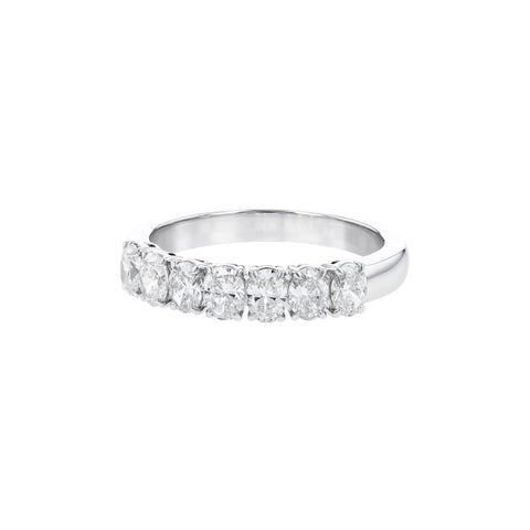 14 Karat White Gold Prong Set Anniversary Ring with .97ctw Oval Cut Diamonds