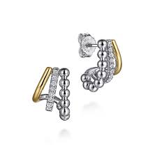 Multiple Row J Hoop Earrings | 925 Sterling Silver/14k Yellow