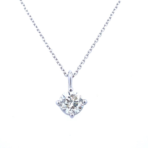 Lady's White 14 Karat Four Prong Solitaire Pendant With One 0.75Ct Rou