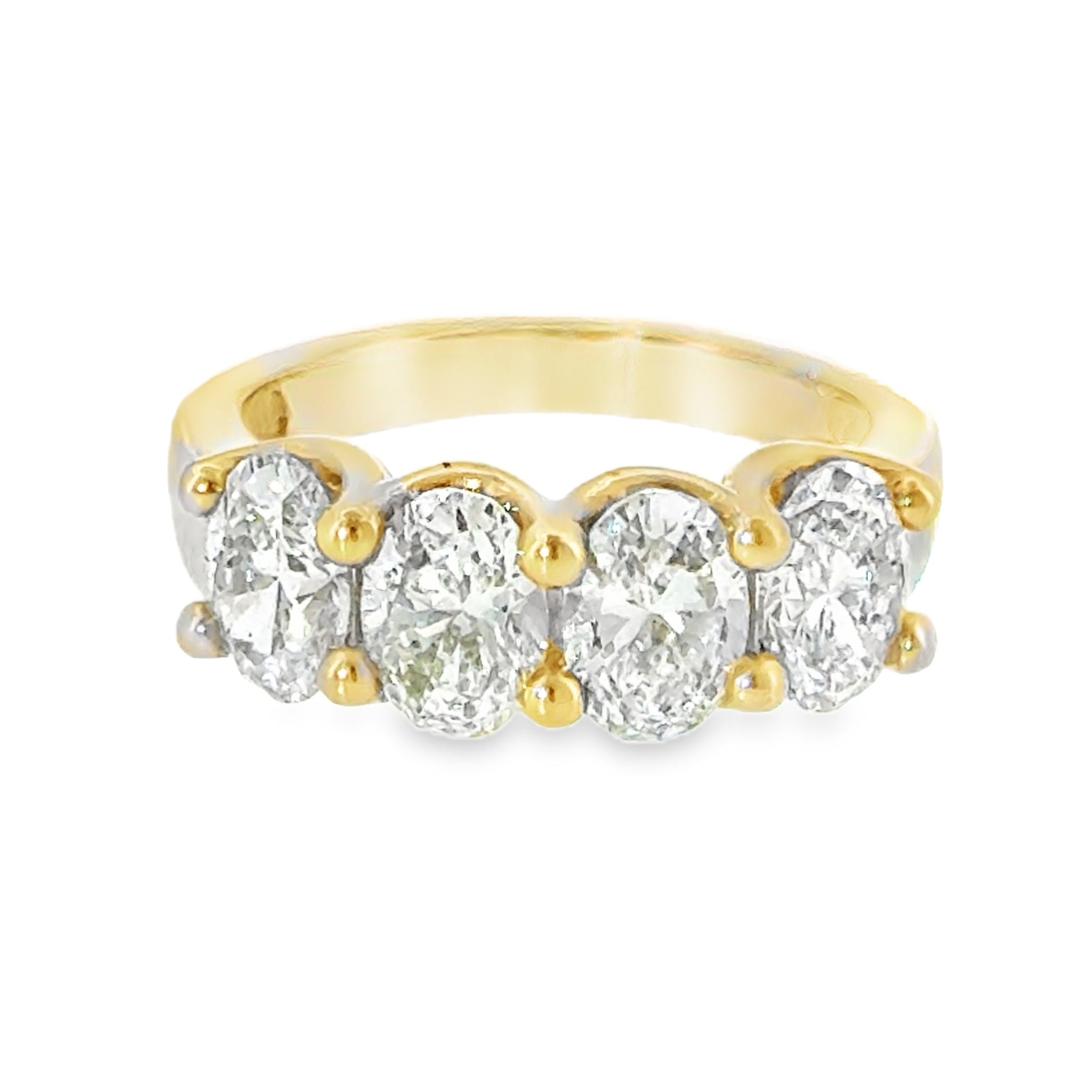 14 Karat Yellow Gold Anniversary Ring with 2.96ctw Oval Cut Lab Created Diamonds