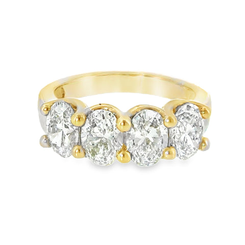 14 Karat Yellow Gold Anniversary Ring with 2.96ctw Oval Cut Lab Created Diamonds