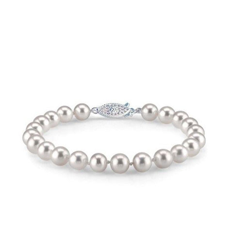 Lady's Yellow 14 Karat Freshwater Single Strand Bracelet Bracelet Length 7

*Photo shows white gold clasp.