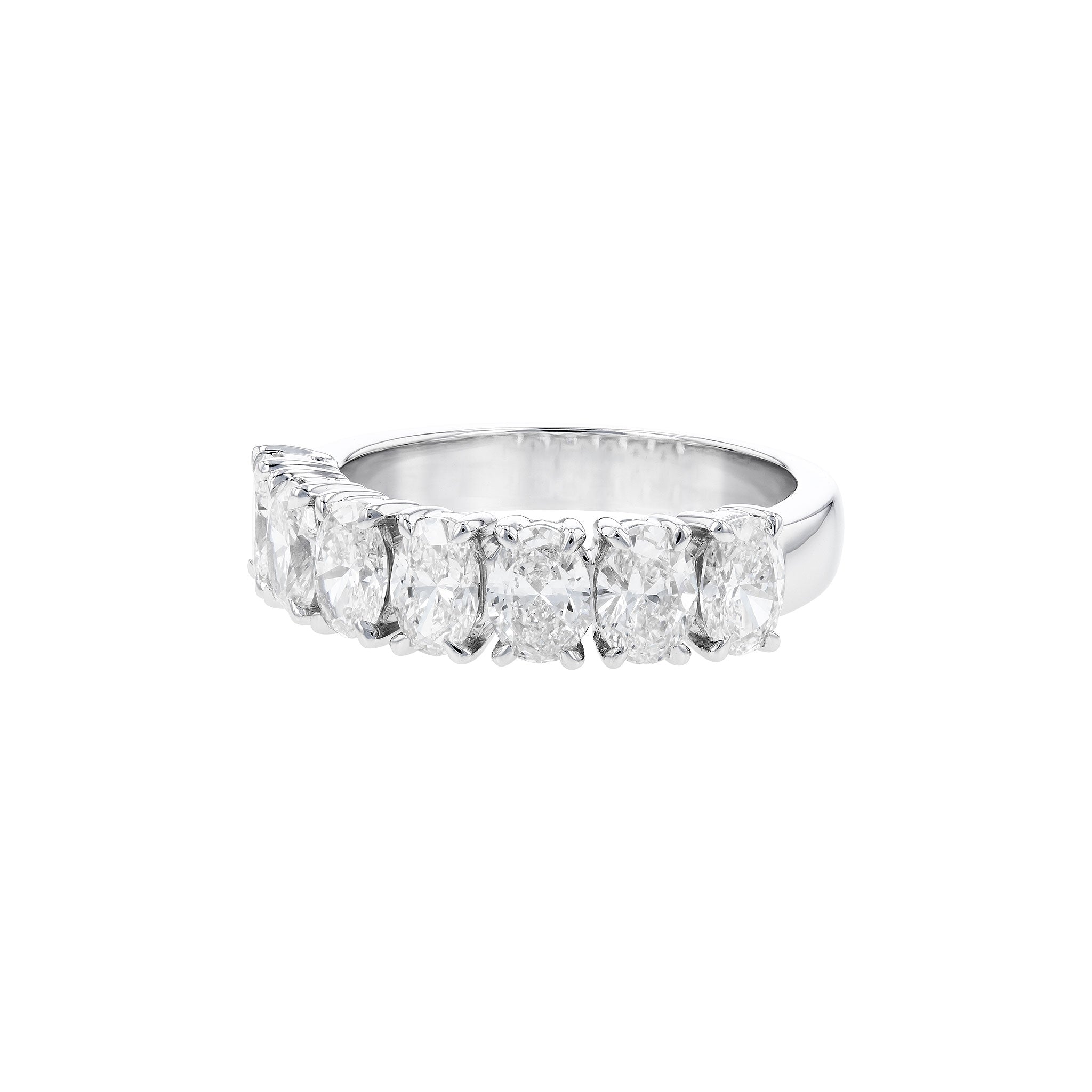 14 Karat White Gold Prong Set Anniversary Ring with 2.12ctw Oval Cut Diamonds