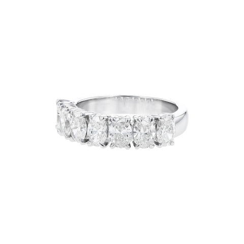 14 Karat White Gold Prong Set Anniversary Ring with 2.12ctw Oval Cut Diamonds