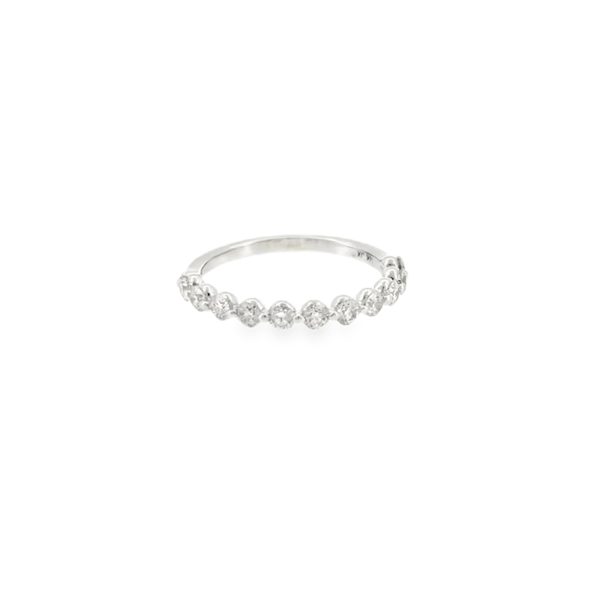 14 Karat White Gold, Prong Set Anniversary Ring with Eleven (11) Round Brilliant Cut Diamonds .75ctw