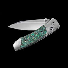 "A200-10" William Henry Knife with S35VN Stainless Steel Blade with Hand-FInished Aircraft Grade Titanium Frame Inlaid with "Emerald Shadow" Carbon Fiber.