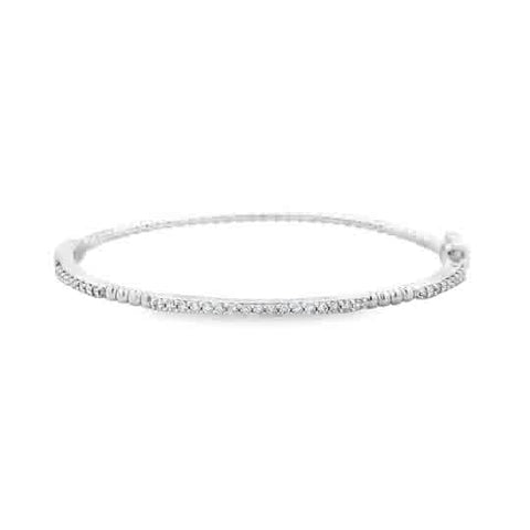 White Sterling Silver Beaded Bangle Bracelet With 35 0.50Tw Round G/H