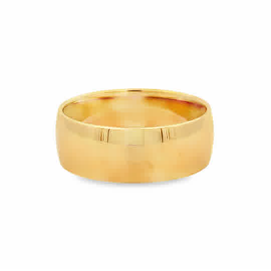 Gent's Yellow 14 Karat 8Mm Half Round Comfort Fit Wedding Band Size 11