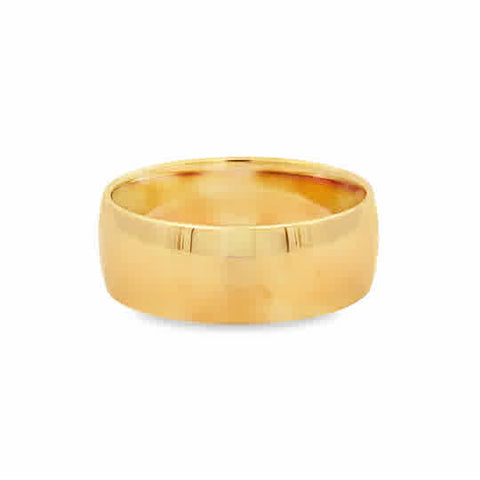 Gent's Yellow 14 Karat 8Mm Half Round Comfort Fit Wedding Band Size 11