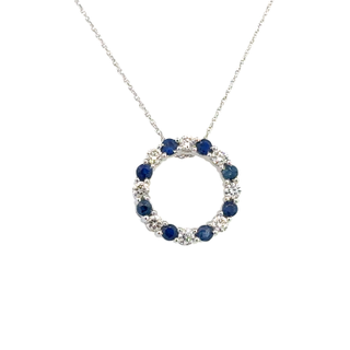 Sapphire Circle Necklace | 14k White
